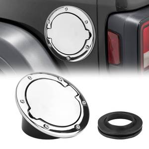 lot 19229 image: Fuel Filler Door Cap Electroplate Silvery Gas Cover Cap Compatible with Jeep Wrangler 2007-2017 JK and Unlimited 2 door and 4 door  US Flag stickers cross bar AccessoriesAluminumABS Accessories (Cosmetic Damage)(Used)