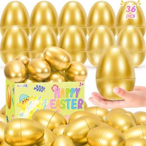 lot 19230 image: SevenQ Golden Plastic Easter Eggs Empty 36Pcs 3.15in Fillable Easter Basket Stuffers Fidget Toy Easter Gifts for Kids Party Favors Pinata Treasure Box Candy Goodie Bags Fillers Egg Hunt Essentials