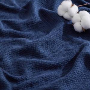lot 19236 image: Bedsure GentleSoft 100percent Cotton Blanket Twin XL Size for Bed - Breathable and Lightweight, Soft Cozy Textured Herringbone Woven Summer Blanket for College Dorm, Navy Blue, 66x90 inches