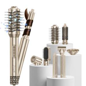 lot 19246 image: DORISILK 8 in 1 Hair Styler and Hair Dryer Brush Blow Dryer, 110,000 RPM High-Speed Hot Brush Styler and Auto Wrap Curlers, Ionic Smooth for Straightening Curling Volumizing Fast Drying, Champagne Gold