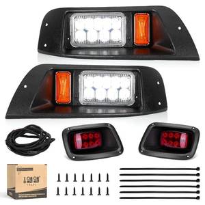 lot 19254 image: 10L0L Golf Cart LED Headlight and Tail Light Kit for EZGO TXT 1995-2013 Gas and Electric 12V - Street Legal, Waterproof, Easy to Install with Wire Harness and Cutting Template