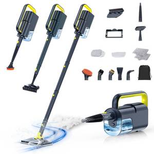 lot 19261 image: 10-in-1 Steam Mop with Detachable Handheld Steamer, 350ml Tank, 10s Heat-Up, 248°F Steam Cleaner, 2-Level Control and Swivel Head for Floors, Carpets, Tiles, BBQ grill Multi-Surface Dark Grey
