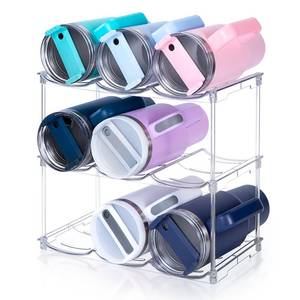 lot 19270 image: Stackable Water Bottle Organizer for Stanley 40 oz Tumbler, Water Bottle Holder for Cabinet, Pantry Kitchen Organizers and Storage for Stanley Cup Accessories, Tumbler Organizer and Wine Rack, 3Pack