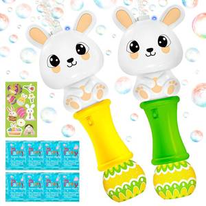 lot 19272 image: Easter Bubble Wands for Kids 2 Pack, Automatic Bubble Blower with Light for Girls Boys, Bubble Toys with Bubble Refill Solution for Easter Party Favor, Easter Basket Stuffers, Outdoor Activity