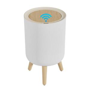 lot 19289 image: TODAYGO Automatic Bathroom Small Trash Can with Lid, 2.38 Gal Smart Motion Sensor Wastebasket, Waterproof Garbage Can with Legs and Wood Grain Top for Kitchen,Bedroom,Office,Desk, Living Room, RV