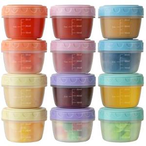 lot 19295 image: Salad Dressing Container to Go with lids,Dishwasher and Microwave Safe Tiny Condiment Containers with Graduated Lines, Reusable and Leakproof Small Sauce Containers for Lunch Box 12 Pcs 2.7 OZ Mixed 3