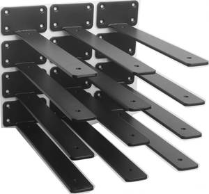 lot 19297 image: 12 Pack - 11 inch Black Hidden L Shelf Bracket (15 Inch Thicked) Iron Floating Shelf Brackets Rustic Industrial Metal Brackets for Shelf Support