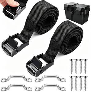 lot 20013 image: Seamaka 2 PCS 1in x 4ft Battery Tie Down Strap kit,Battery Hold Down Strap with Stainless Steel Cam Buckle,4 Stainless Steel Eye Strap Mounts, 8 SS Screws for Boats, Luggage Belt, Cars
