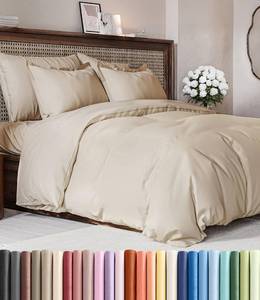 lot 20025 image: Duvet Cover Queen Size Set - Extra Soft Queen Duvet Cover 90in x 90in with 2 Pillow Shams - Hotel Luxury, Easy Care and Fade Free w Zipper Closures and Ties - All Season, Comfy, Cozy and Breathable (Wheat)