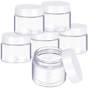 lot 20029 image: SATINIOR 6 Pack 1 oz Plastic Jars Containers with Lids Wide-mouth Refillable Leakproof Reusable Round Empty Jars for Travel Cosmetic Dry Food Spice Candy Cookie Home Kitchen Organizing(White)