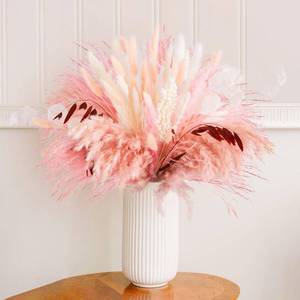 lot 20045 image: NandT NETING 85Pcs Pink Pampas Grass Decor, Natural Dried Floral Pampas Grass, Boho Home Decor, Fluffy Dried Pompas Grass for Home Wedding Boho Beach Theme Bedroom Decor
