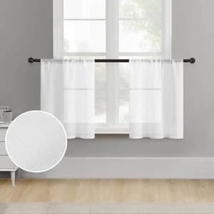 lot 20054 image: MRTREES White Sheer Tier Curtains - 24 inch Length, Transparent Half Window Curtains for Kitchen, Bathroom, Cafe - Light Filtering Voile Panels, Rod Pocket, 2 Panels