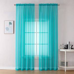 lot 20064 image: OVZME Turquoise Sheer Curtains 2 Panel Sets 84in Inch Length - Transparent Light Weight Soft Window Panels for Study RoomLiving RoomBedroom, Per Panel W42 X L84 inches, 1 Pair