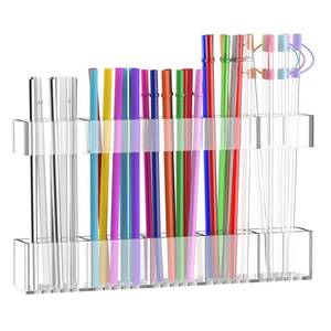 lot 20071 image: Rycid 9.5in Large Acrylic Straw Holder for Cabinet Door, Reusable Adjustable Two-Part Straws Organizer with Ultra Sticky Adhesive Strips, 2026 Straw Storage for Kitchen Cupboard (Transparent)
