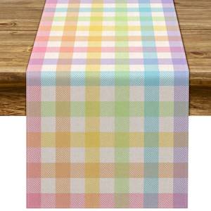 lot 20076 image: Pudodo Easter Buffalo Plaid Check Table Runner Spring Holiday Farmhouse Fireplace Kitchen Dining Room Home Party Decoration (13in x 72in)
