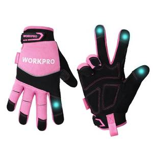 lot 20078 image: WORKPRO Safety Work Gloves, Pink Working Gloves for Women Men, Touch Screen, Terry Fabric, Non-Slip (Medium, Pink Ribbon)