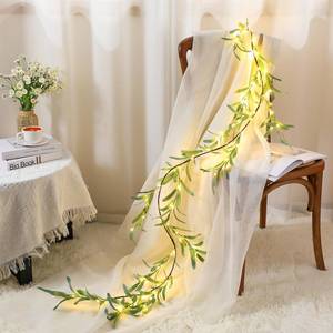 lot 20080 image: Suncalla 6 ft Spring Lighted Olive Garland with 100 LED Fairy Lights Spring Olive Branch Garland Mantel Fireplace Decoration Battery Operated Lighted Vines for Wedding Holiday Decor