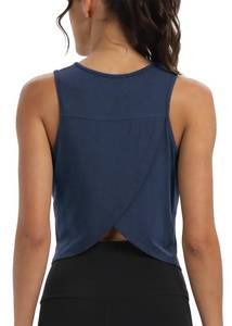 lot 20083 image: Mippo Crop Workout Tops for Women High Neck Tank Tops Muscle Tank Athleitc Gym Shirts Exercise Sports Shirts Navy Blue M