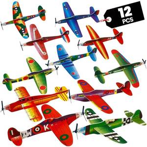 lot 20094 image: Bedwina Glider Planes Bulk 12-Pack 8-Inch Bomber Airplane Gliders for Kids, Foam Paper Airplane Kit For Birthday, Goodie Bag Stuffers Party Favors For Kids Great Paper Airplanes For Outdoor Flying Toy