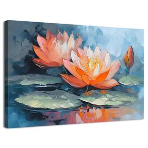 lot 20490 image: Lotus Wall Art Zen Floral Botanical Wall Decor for Bathroom Yoga Room Abstract Orange Flower Paintings Water Lily Canvas Prints Artwork Living Room Bedroom Spa Meditation Home Decorations 12x16in