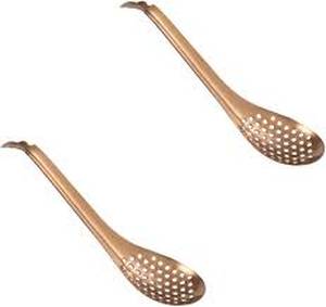 lot 4452 image: Copper Bar Strainer Set with Gold Accent Band