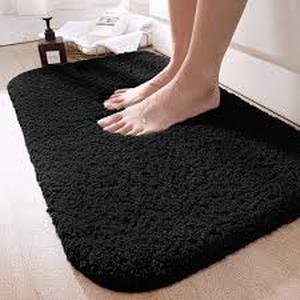 lot 6092 image: Black Shag Bath Mat