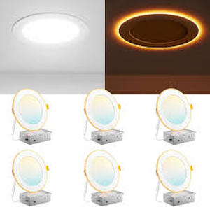 lot 13439 image: Amico 6 Pack 6 Inch LED Recessed Lights with Night Light 5CCT Dimmable