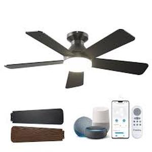 lot 19248 image: 42 Inch Flush Mount Ceiling Fan with Light and Remote Control