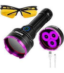 lot 20088 image: Rechargeable Black Light LED Flashlight with Battery and Charging Cable