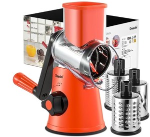 lot 6049 image: Rotary Cheese Grater Hand Crank withInterchangeable Stainless Steel Blades (Stock photo may not be exact)