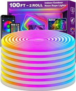 lot 9930 image: AILBTON Led Neon Rope Lights 100Ft,Flexible,Control with AppRemote,Multiple Modes,IP65 Outdoor RGB Waterproof,Music Sync Gaming Strip Lights for Bedroom Indoor, 20FT-LED NEON A
