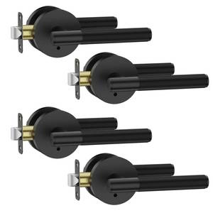 lot 9943 image: Asidrama 4 Pack Privacy Door Handles with Lock,Matte Black Door Handles Interior for Bedroom or Bathroom, Heavy Duty Black Door Levers, Reversible Keyless Turn Lock Interior Door Handle