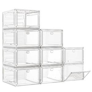 lot 9952 image: 7 code Large Clear Shoe Boxes Organizer��Thicker Material�� Stronger Shoe Box with Magnetic Door, Stackable Shoe Storage Box for Closet, Foldable Space-Saving Storage Bins Shoe Cabinet, White 9 Pack
