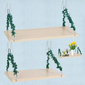 lot 9960 image: Atvkov 2 Size Cubicle Shelf for Fabric Walls with Hooks, 15.7 and 11.8 Wooden Office Wall Hanging Shelves, Cubicle Organizer Accessories Wall Decor for Office Work School Home Desk