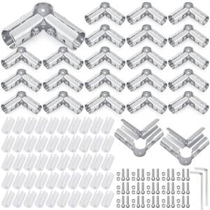 lot 10015 image: Shimeyao 20 Set 90 Degree Pipe Connector Clamps Pipe Connector Tee Clamp Fittings Bulk Fit OD 19.1 mm Stainless Steel Pipe 12 EMT with 2 Wrench 60 PE Adapter Shims Electrical Conduit Fittings