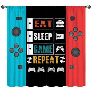 lot 10016 image: Kids Vintage Game Controller Curtains for Bedroom, Gaming Gamepad Window Treatment Gamer Room Red Blue Gamepad Window Drapes for Boys Girls Teens Man Living Room Playroom W42xL54in(Decor)