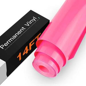 lot 10023 image: HTVRONT Neon Pink Permanent Vinyl - 12 x 14 FT Glossy Neon Pink Adhesive Permanent Vinyl Roll Compatible with Cricut Cutting Machine, Silhouette, Cameo Cutters, Scrapbooking, Craft, Die Cutters