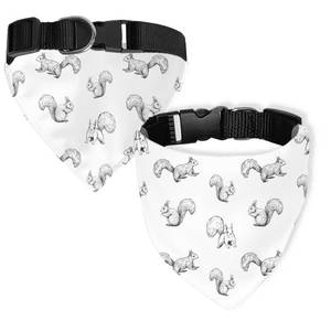 lot 10025 image: Adjustable Dog Bandana Set - Clip-On Pet Neck Scarf, Squirrel Designs, X-Large Size for All Breeds