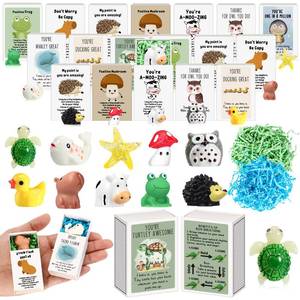lot 10041 image: Soulchen 20 Set Mini Emotional Gift Bulk for Coworker Box Breathing Animals Inspirational Positive Support Gift for Employee Small Resin Animal Figurines with Pun Box for Teacher Adult Worker (Funny)