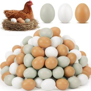 lot 17816 image: Syhood 48 Pcs Wooden Fake Eggs Wood Chicken Eggs for Crafts Unpainted Egg with Blank Egg Cartons for Crafts Get Hens to Lay Nesting Home Easter Decor Gifts Kitchen DIY Craft Play (Elegant Color)