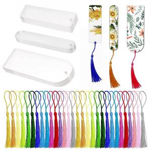 lot 18288 image: 30PCS Acrylic Bookmark Blanks, Clear Acrylic Craft Bookmarks with 30PCS Colorful Tassels, Transparent Rectangle Round Bookmarks Bulk for DIY Crafts Hanging Gift Tag Price Tags(3 Shape)