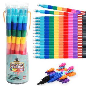 lot 18300 image: Ratatoys Stacking Crayons, 15 pc Set, Buildable and Stackable for Drawing, Coloring, or Arts and Crafts, Large Preschool Friendly Connect Pieces, Party Favor and Classroom Fun