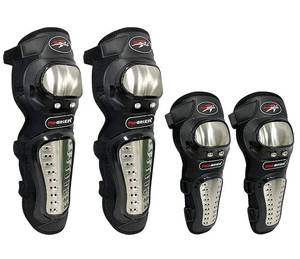 lot 18303 image: Sutekus Knee Pads Elbow Pads Stainless Steel Motorcycle Elbow Knee Shin Guards Protector For Motorcycle Cycling Mountain Biking 4PCS