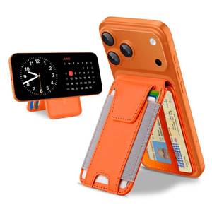 lot 18308 image: TopMade for MagSafe Wallet with Stand, Strongest Magnetic Wallet for iPhone 171615141312 Series, Leather Magnetic card holder with Adjustable Stand, 9 Cards Holder, RFID Blocking, Orange