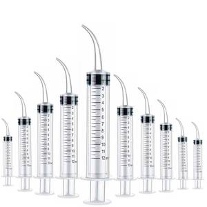 lot 18311 image: 10 Pack Dental Syringes with Curved Tip Disposable Gradient Dental Irrigation Syringes for Oral Dental Care Tonsil Stone Removal Laboratory Feeding Small Pets Curved Measurable (12ml, transparent, 10)