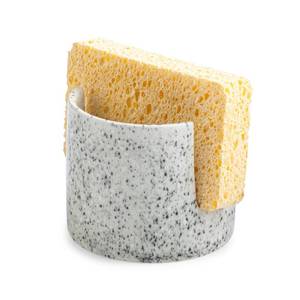 lot 18315 image: Zoeeker Kitchen Sink Sponge Holder, Dish Sponge Rack Ceramic Brush Holder Farmhouse Kitchen Dish Rack for Brush, Scrubbers, Bathroom, Sink, Speckled Glaze