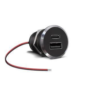 lot 18321 image: Obeaming 12V USB Outlet All-Aluminum QC 3.0 USB-A & USB-C PD3.0 Dual Fast Car Charger Socket, Recessed Mount Car USB Port for Car Truck Boat RV Camper Van Trailer (Small Version)