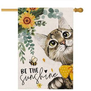 lot 18322 image: Summer Cat House Flags for Outdoor,Be The Sunshine Cat with Sunflowers Yard Flags for Outside,Spring Seasonal Decorative Flag for Farmhouse Holiday Decoration 28x40 Inch Double Sided