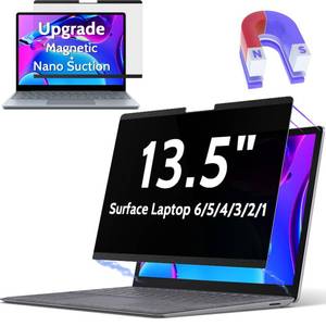lot 18325 image: Peslv Magnetic Privacy Screen for Surface Laptop 654321 13.5 Inch, Removable Anti Blue Light Glare Filter, Black Security Private Apy Block Protector