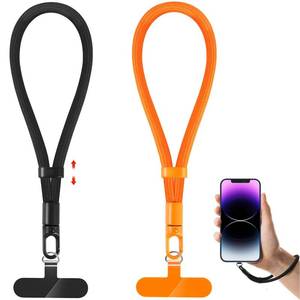 lot 18330 image: knIykmr Phone Lanyard, 2 Pack Adjustable Cell Phone Lanyard Strap, Hand Wrist Strap Lanyard with Tether Tabs for Smartphones (BlackOrange)